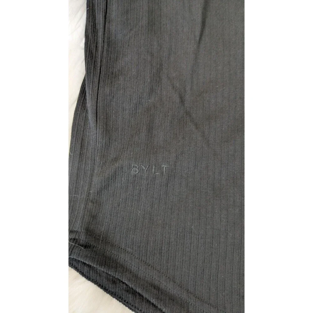 BYLT Premium Size Large Basics Ribbed Short Sleeve Open V Polo Shirt Mens Black - Picture 4 of 11